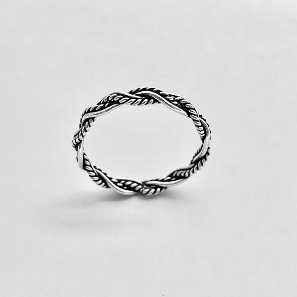 Sterling Silver Unisex Twisted Rope Ring, Silver Band, Braid Rings, Stackable - Picture 11 of 13